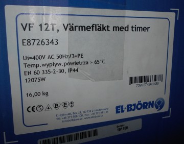 0633 heater el bjorn vf12t 12kw 3