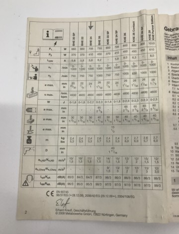 1703 pneumatische hamerboor boormachine metabo bhe24 6
