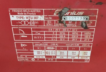 2002 booglasapparaat fronius wtu307 400 volt 300 amp 4
