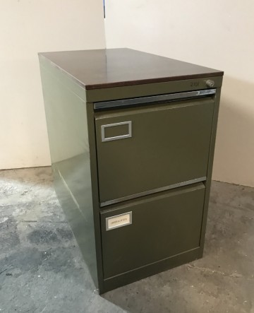 2101 ladekast 2 laden 44x75x75 cm groen houten bovenblad 1