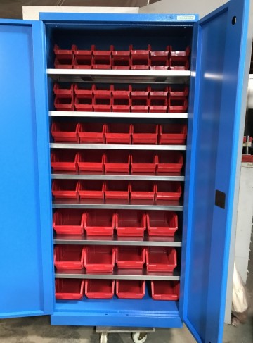 2333 werkplaatskast huvema 90x45x200 cm bakjes 3