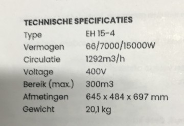 2346 elektrische kachel huvema eh 15 4 400 volt 4