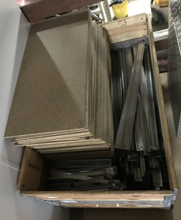 2386 legbordstelling alu met spaanplaat 2