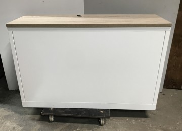 2491 roldeurkast 120x46x76 cm wit houten bovenblad 2