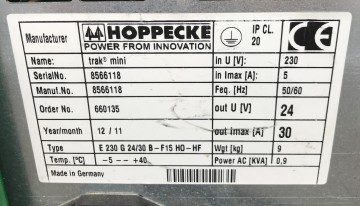 2606 acculader hoppecke 24v 30a 3