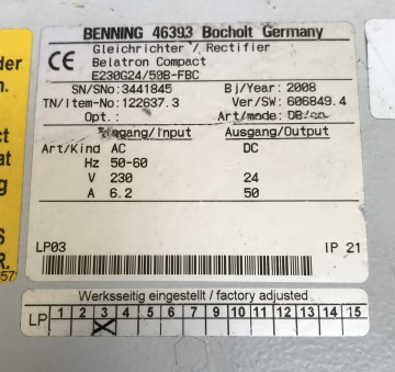 2607 acculader benning 24v 50a 3