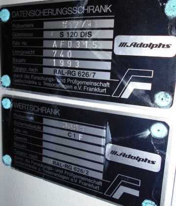 Datasafe adolphs 83x83x141 740kg 3