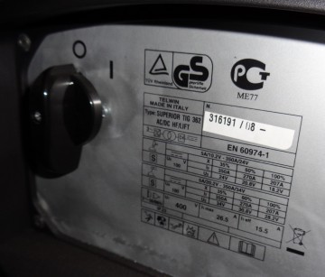 Telwin tig 362 ac dc 350amp 400v 1 3